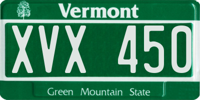 VT license plate XVX450