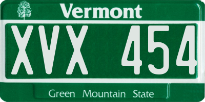 VT license plate XVX454