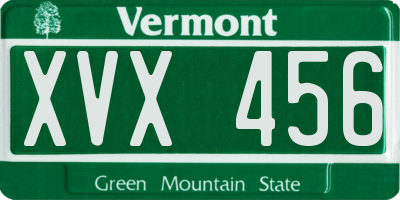 VT license plate XVX456
