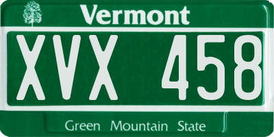 VT license plate XVX458