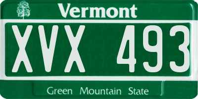 VT license plate XVX493