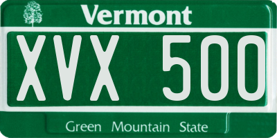 VT license plate XVX500