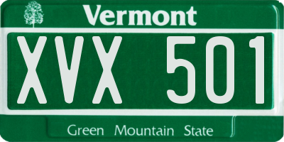 VT license plate XVX501