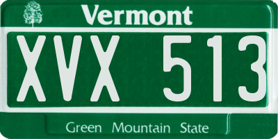 VT license plate XVX513