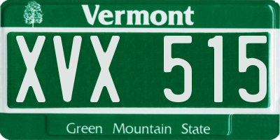 VT license plate XVX515