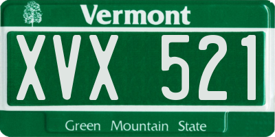 VT license plate XVX521
