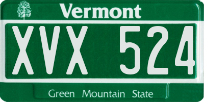 VT license plate XVX524