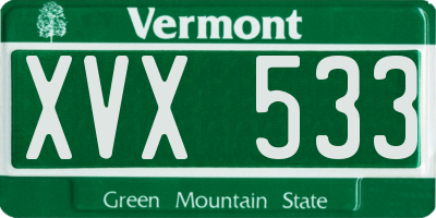 VT license plate XVX533