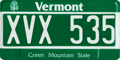 VT license plate XVX535