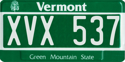 VT license plate XVX537