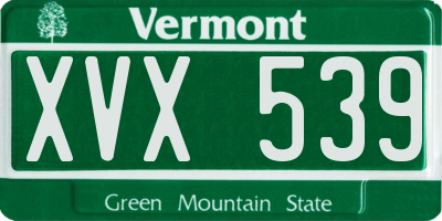 VT license plate XVX539