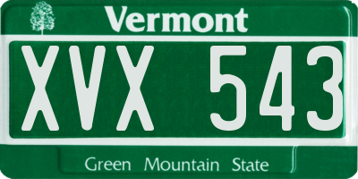 VT license plate XVX543