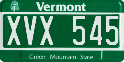 VT license plate XVX545