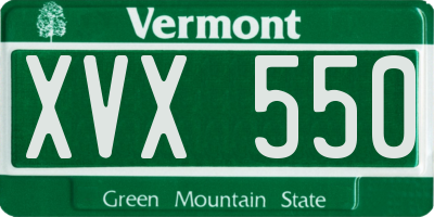 VT license plate XVX550