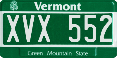 VT license plate XVX552