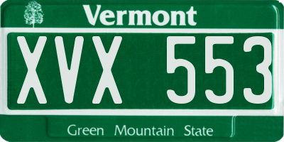 VT license plate XVX553