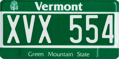 VT license plate XVX554