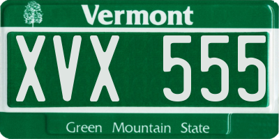 VT license plate XVX555