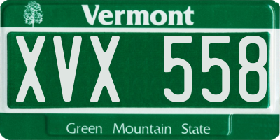 VT license plate XVX558