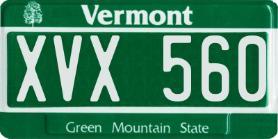 VT license plate XVX560