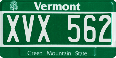 VT license plate XVX562