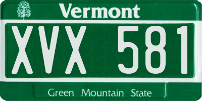 VT license plate XVX581