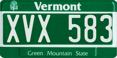 VT license plate XVX583
