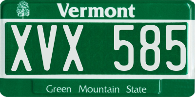 VT license plate XVX585