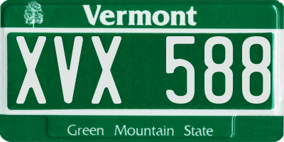 VT license plate XVX588