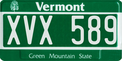 VT license plate XVX589