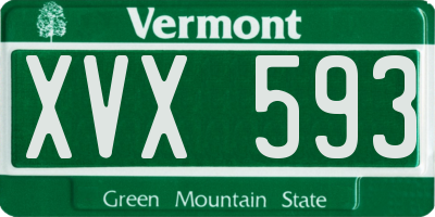 VT license plate XVX593