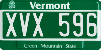 VT license plate XVX596