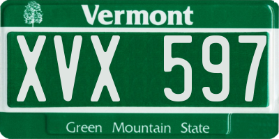 VT license plate XVX597