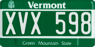 VT license plate XVX598