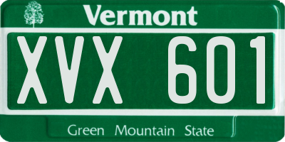 VT license plate XVX601
