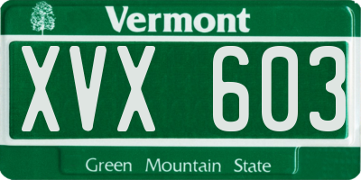 VT license plate XVX603