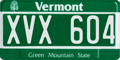 VT license plate XVX604