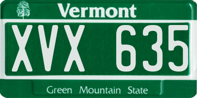 VT license plate XVX635