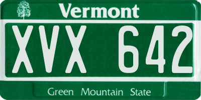 VT license plate XVX642