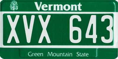 VT license plate XVX643