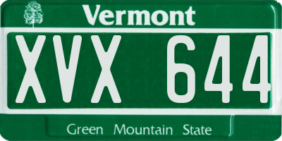 VT license plate XVX644