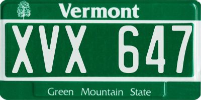 VT license plate XVX647