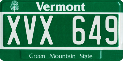 VT license plate XVX649