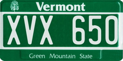 VT license plate XVX650