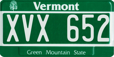 VT license plate XVX652