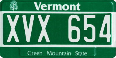 VT license plate XVX654
