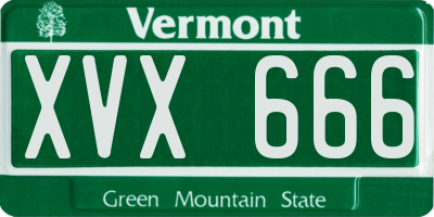 VT license plate XVX666