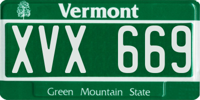 VT license plate XVX669