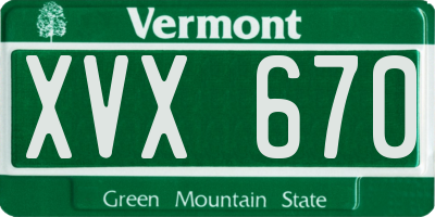 VT license plate XVX670