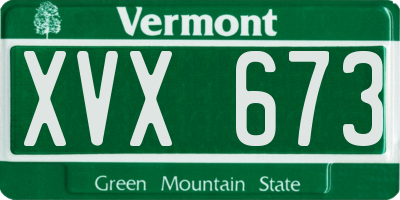 VT license plate XVX673